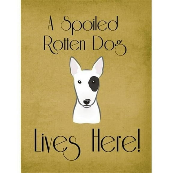 Caroline's Treasures BB1457GF Bull Terrier Spoiled Dog Lives Here Flag Garden Size , Small, multicolor