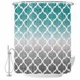 thumbnail image 2 of Teal White Grey Ombre Morocco Pattern Waterproof Fabric Shower Curtain,Modern Moroccan Geometric Waterproof Fabric Shower Curtain for Bathroom Bathtubs Shower Curtains with 12 Hooks Standard 60x72, 2 of 8