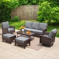 thumbnail image 4 of Summit Living 2-Piece Outdoor Swivel Chairs, Wicker Patio Club Lounge Chairs With Backrests & Cushions for Garden, Pool, Porch, Yard, Gray, 4 of 9