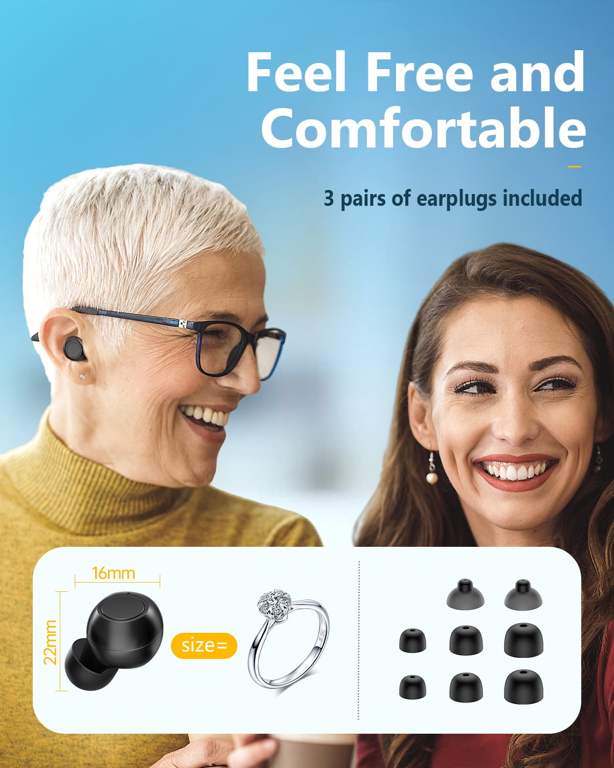 HealthTree In-the-Ear Hearing Aids for Seniors Rechargeable with Noise Cancelling