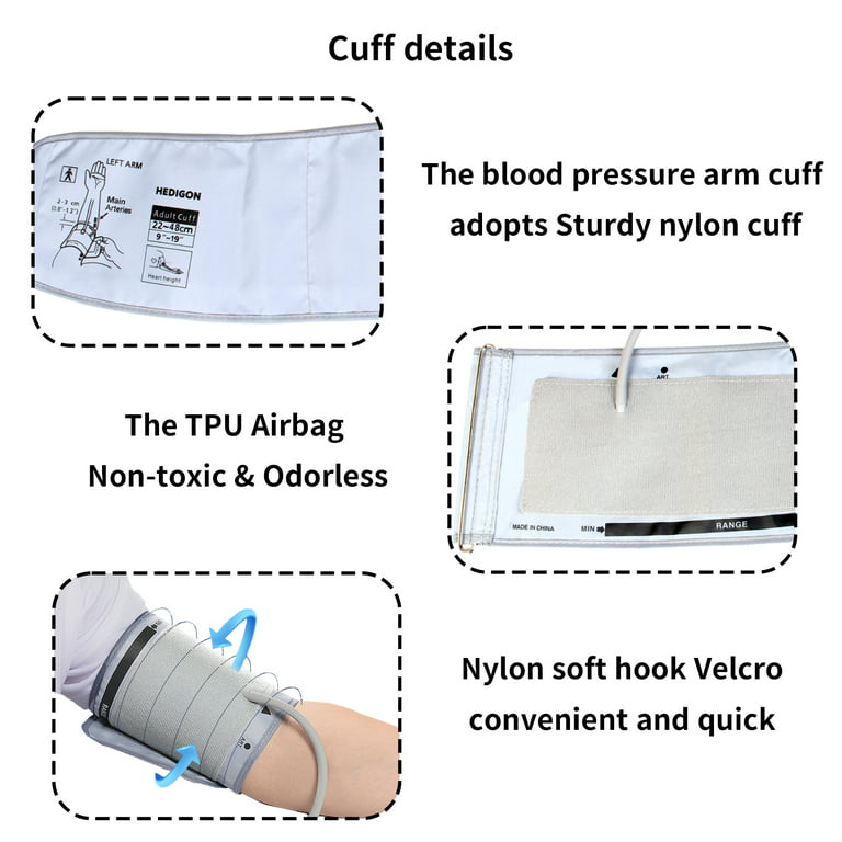 Extra Large Cuff Compatible with Omron 9”-21” Inches (22-53CM) XL Blood  Pressure Adult ARM BP Replacement Cuff for Big ARM, Grey