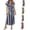Blue, variant on Women's Striped Shirt Collar Dress Blue L