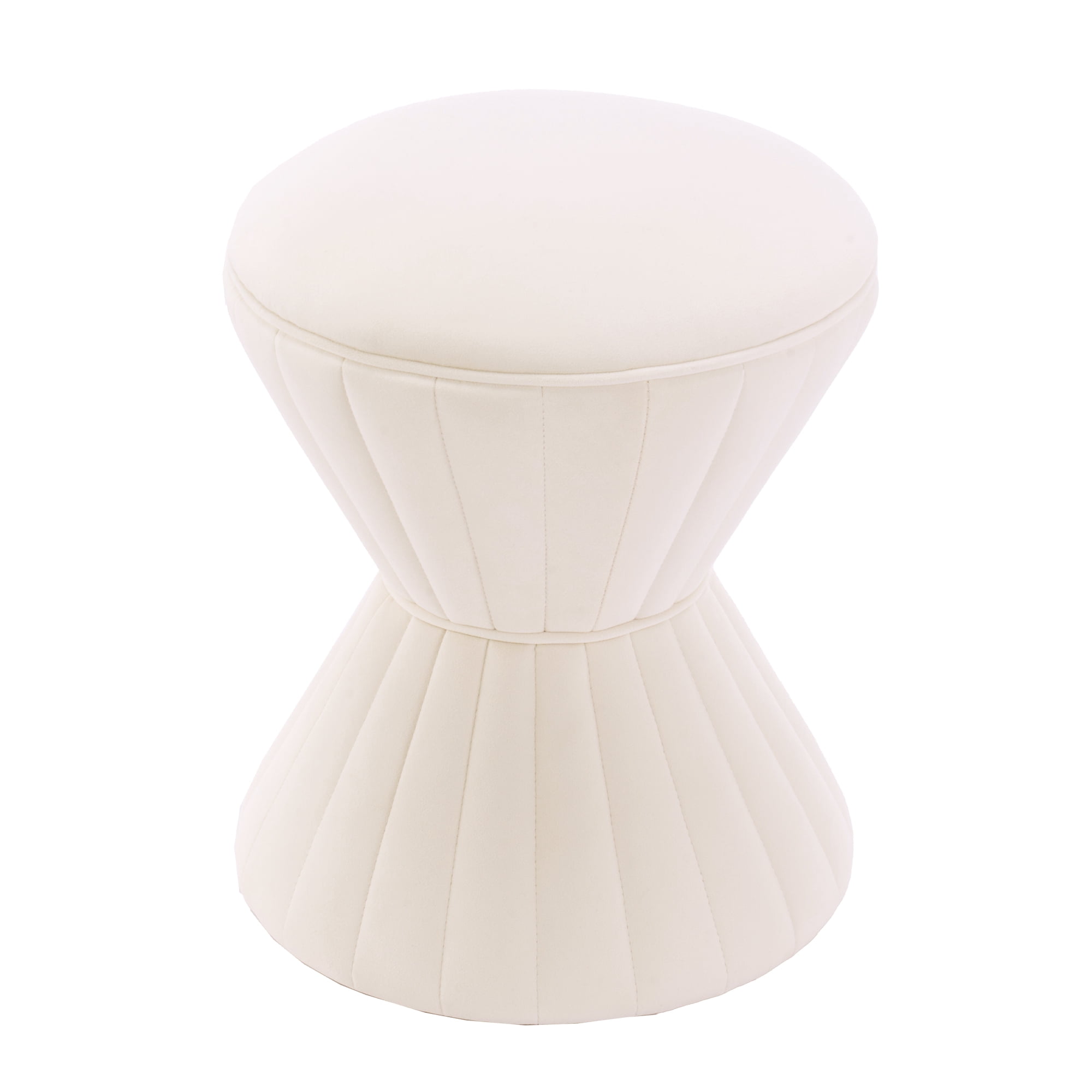 Multifunction Velvet Ottoman, Upholstered Vanity Stool Chair, Sturdy Round Footstool for Makeup, Living Room, Bedroom, Entryway