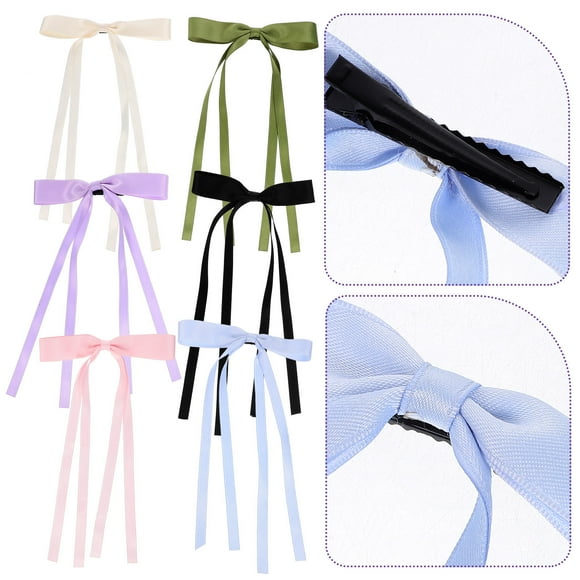PTOOTP 6Pcs Hair Bow Clips with Ribbon Bow Design Made of Metal and Cloth for Versatile Hairstyles
