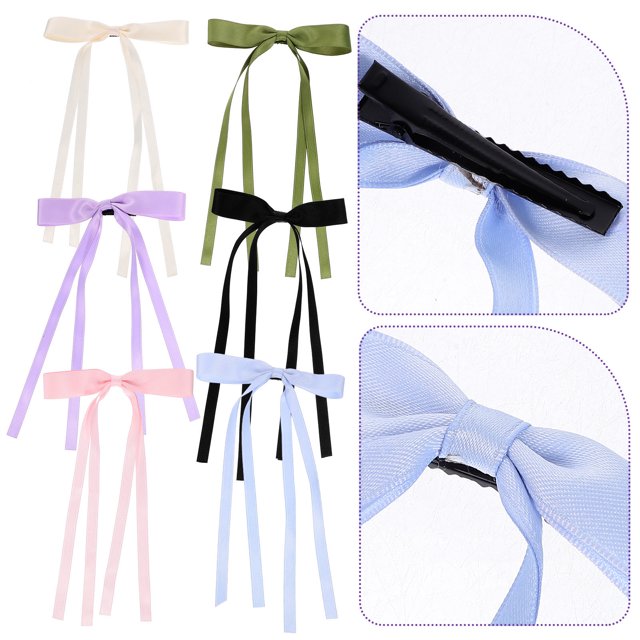 PTOOTP 6Pcs Hair Bow Clips with Ribbon Bow Design Made of Metal and Cloth for Versatile Hairstyles