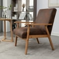 thumbnail image 4 of Elegant Brown Microfiber Arm Chair Classic Mid-Century Modern Design, Tapered Wood Arms, Comfortable Cushions, Sturdy Solid Wood Frame, 4 of 12