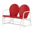 Mainstays Retro Red Outdoor Steel Glider Loveseat