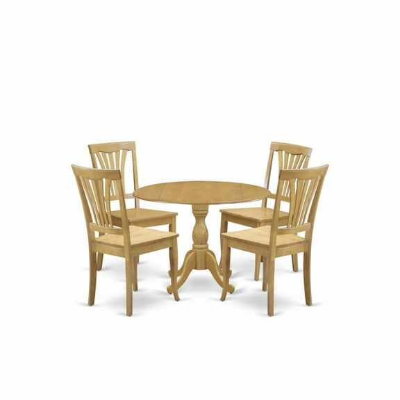 East West Furniture Dublin 5-piece Wood Dining Table and Chair Set in Oak