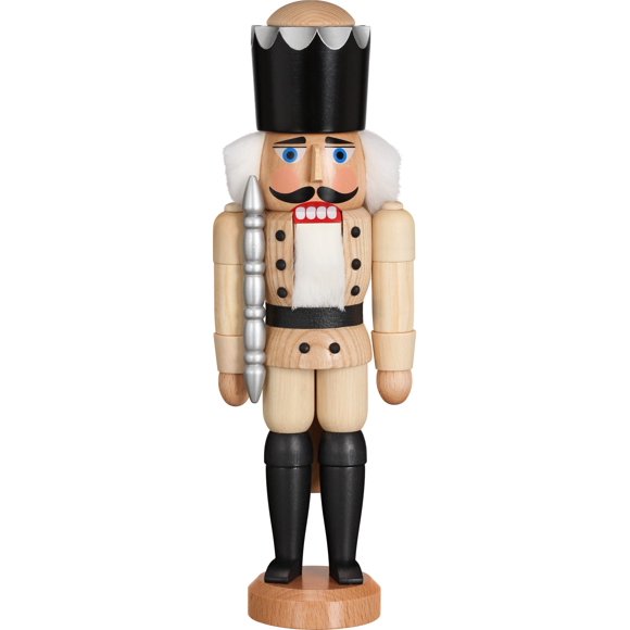 Casse-Noisette Allemand King Naturel, Hauteur 29 cm / 11 Pouces, Erzgebirge original par Seiffener Volkskunst