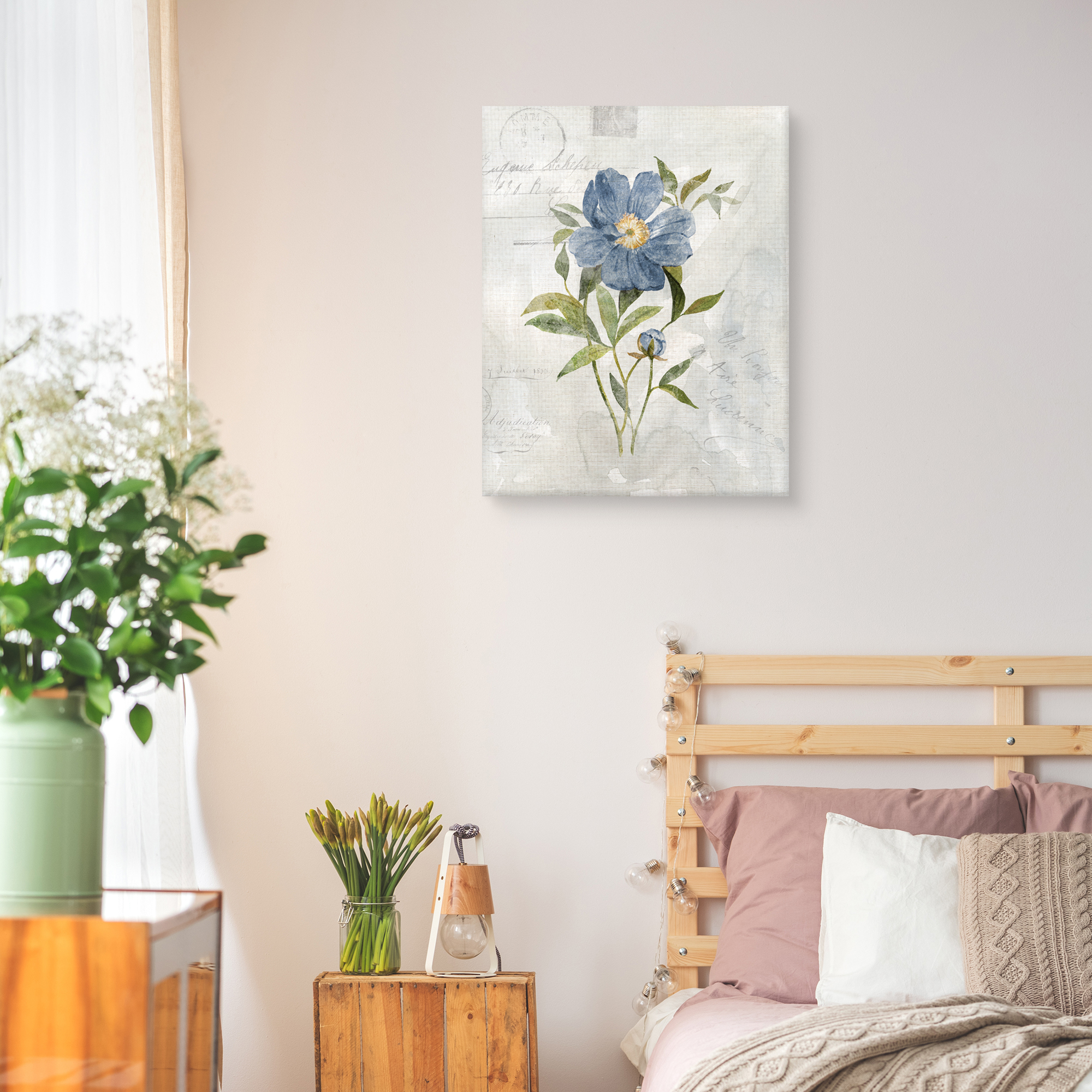 Blue Linen Peony by Carol Robinson Canvas Art Print