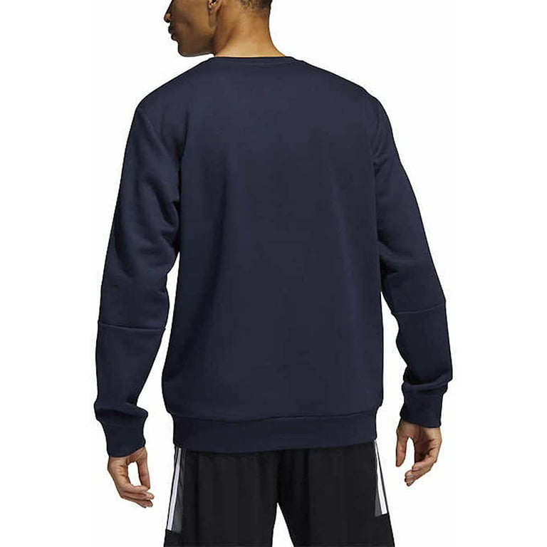 adidas Men's Long Sleeve 3 Stripe Fleece Crew Sweatshirt Pullover (Legend  Ink Navy,X-Large)