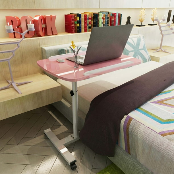 Portable Angle Height Adjustable Rolling Laptop Desk Over Sofa Bed