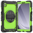 thumbnail image 4 of 3 Layer Case for Samsung Galaxy Tab A9 8.7" 2023 SM-X110 / SM-X115, for Kids Heavy Duty Protective Case with Screen Protector & Stylus Holder & 360 Rotating Stand Hand/Shoulder Strap, Green+Black, 4 of 10