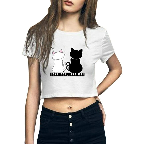 YDLCAFD Nike Shirts for Women Women Cute Mushroom Pattern Crop Tops Short Sleeve T Shirt Corset Tops for Women Tshirts Women