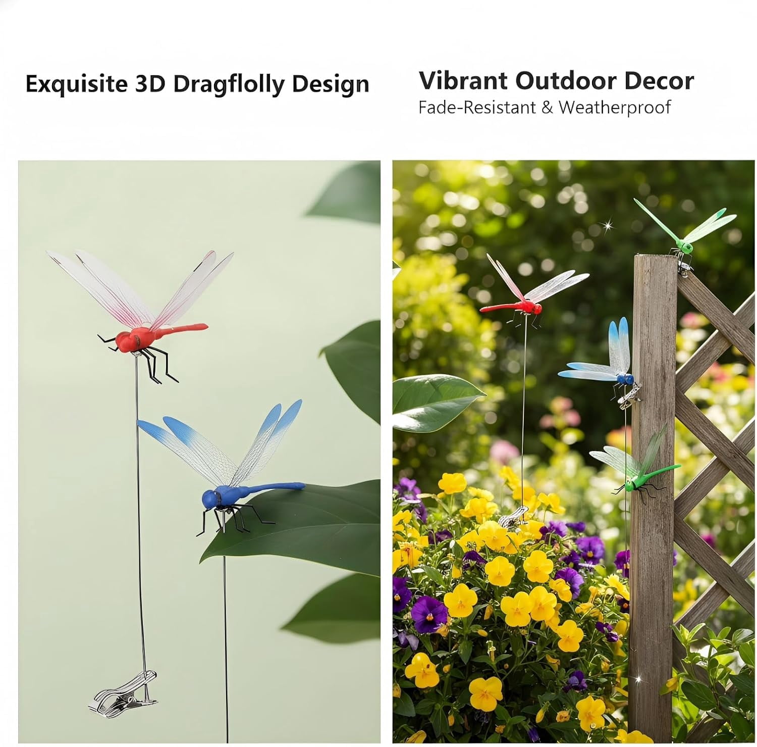 JXKIKOZE 20 Pcs Dragon Fly Clips for Bugs Repellent Decor, 3D Artificial Dragonfly Hat Clip to Keep Bug Away, Realistic Decoy Plant Clips for Garden Yard Patio Decorative Outdoor