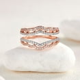 thumbnail image 5 of Newshe AAAAA Cubic Zirconia Wedding Ring Enhancer Guard for Engagement Rings Bridal Rose Gold White Sterling Silver Band Size 5, 5 of 7