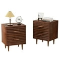 thumbnail image 5 of Alohappy Nightstands Set of 2, Mid Century Modern End Table with 2 Drawers, Vintage Wood Accent Side-Table for Living Room, Adult's Bedroom (Rustic Brown), 5 of 10