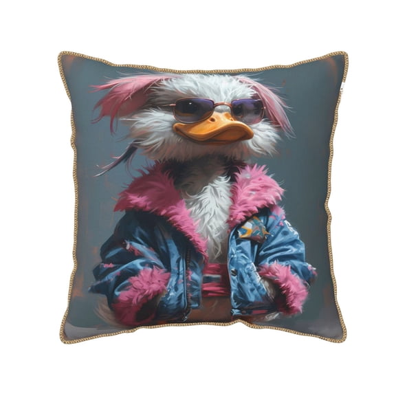 Xecao Lady Duck Print Soft Velvet Decorative Throw Pillow Covers, Square Cushion Cases for Bed, Sofa, Living Room, Car, and Indoor Outdoor Use-16"x16"