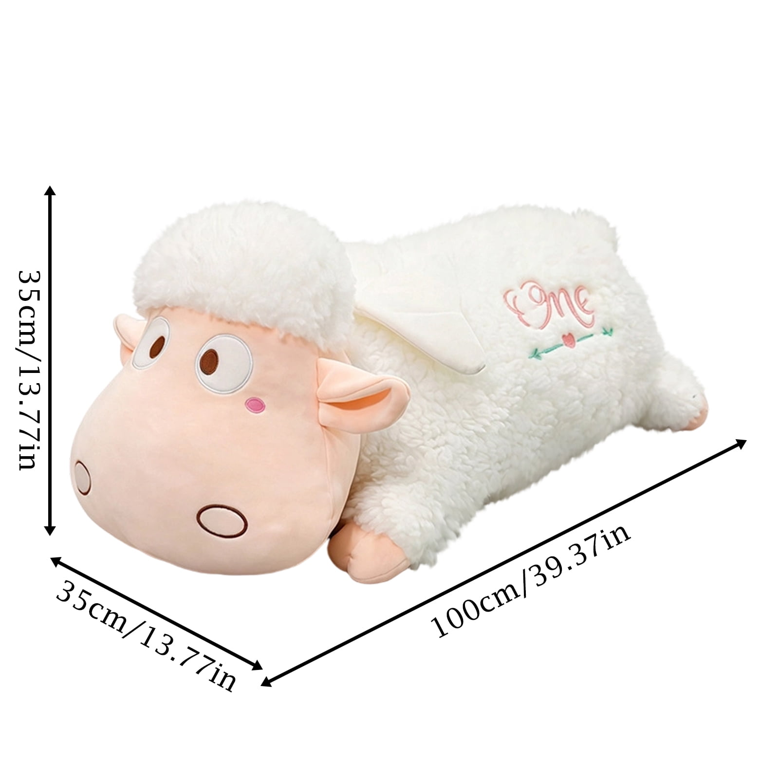 Weighted Sheep Stuffed Animal Plushie, 39.4-inch Soft Lamb Plush Cushion Sheep Shaped Comfort Companion Ornament, Fluffy Stuffed Pillow for Relaxation and Holiday Gifting