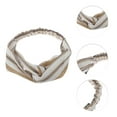 thumbnail image 2 of Unique Bargains 1 Pc Fashion Pinstripe Pattern Cross Elastic Hairband for Women Khaki White, 2 of 6