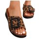 thumbnail image 3 of Bmisegm Women's Summer Round Head Thick Bottom Belt Buckle Outer Wear One Word Sandal Mop Sandals Women Summer Brown 6.5, 3 of 5