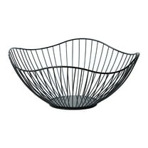 ACDANC Metal Wire Fruit Bowl Wrought Iron Hollow Fruit Bowl for Kitchen Counter Drainable Fruit Storage Basket Black High
