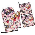 thumbnail image 1 of LAKIMCT Insect Butterfly Bug Oven Mitts and Pot Holders Sets Non-Slip Potholders Heat Resistant Oven Gloves for Kitchen Baking Cooking BBQ, 4-Piece Set, 1 of 9