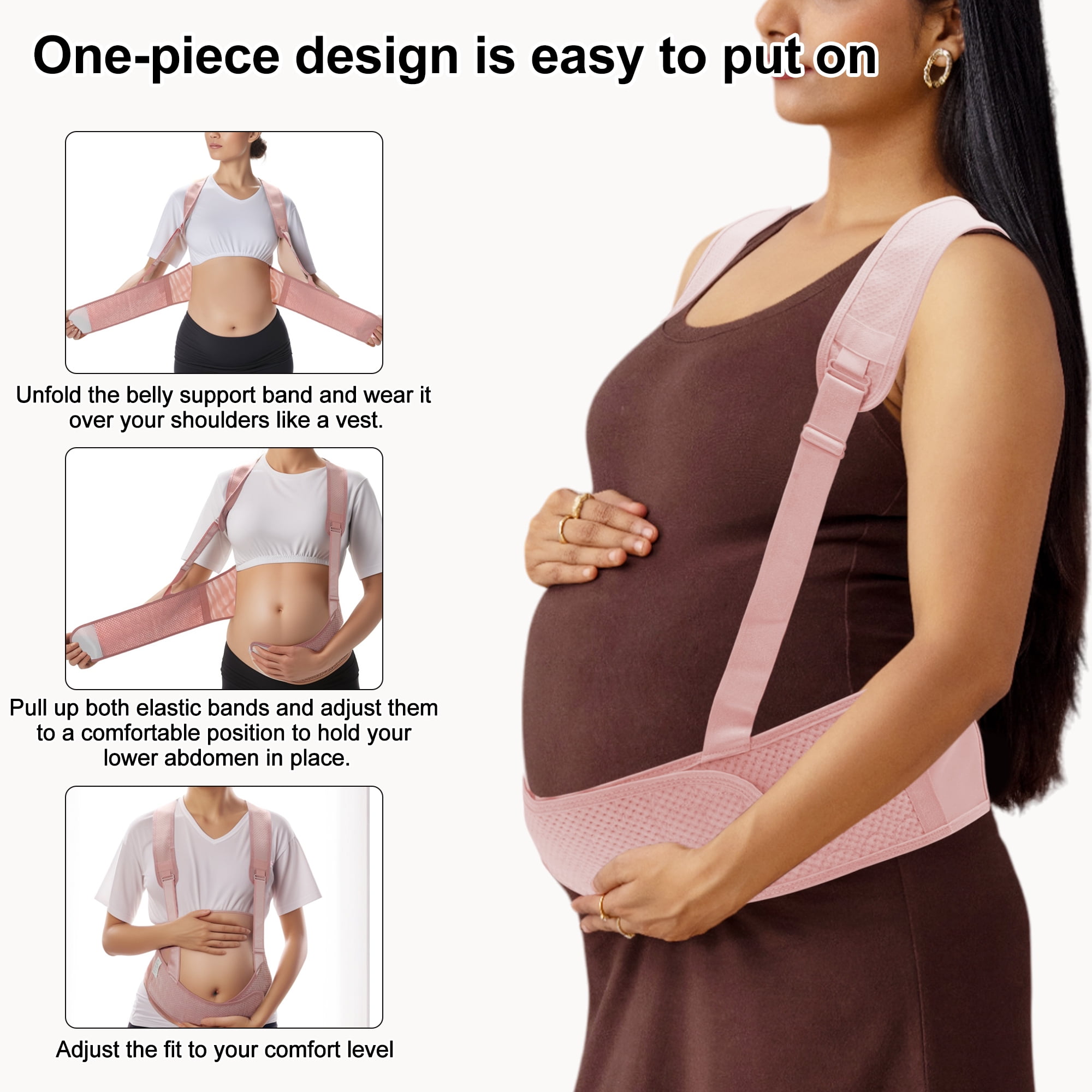 Unique Bargains Pregnancy Belly Band with Adjustable Straps 1 Pc Large Pink