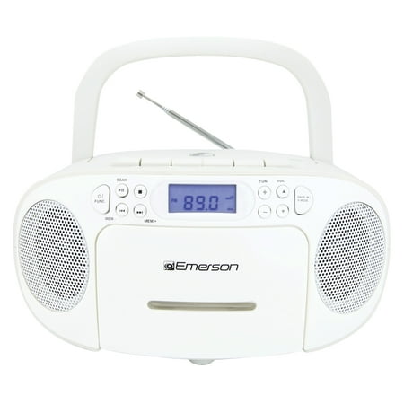 Emerson Radio/CD/Cassette Player Boombox, White