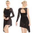 thumbnail image 3 of Vestido de patinaje artístico para mujer, Jersey de Ballet, cuerpo de baile con falda asimétrica, traje de Ballet de manga larga, disfraz de Tango Latino, 3 of 5
