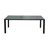 JERFIT 8-Person Square Outdoor Dining Table with Umbrella Hole, All-Weather Metal Patio Table for Garden, Deck, Backyard, Brown