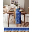 thumbnail image 3 of ERUNPONLY Blue Brown Beach Table Runner - 60 Inch Long Abstract Striped Gradient Ocean Sand Cotton and Linen Blended Dress Scarves Farmhouse Table Runner for Kitchen Dining, Coffee Table, 13"x60", 3 of 8