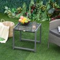 thumbnail image 2 of Outsunny Table Basse en Rotin avec Dessus en Verre Trempé pour l'Extérieur Gris, 2 of 10