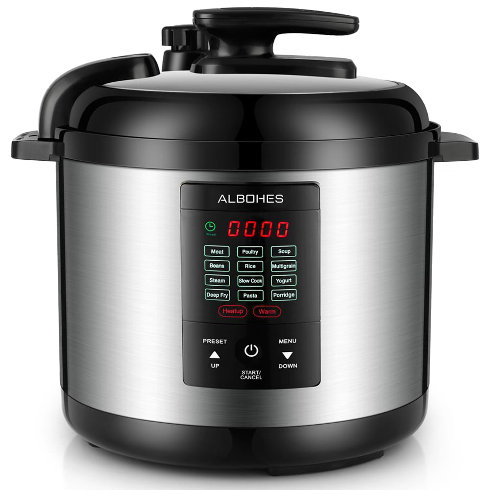 ALBOHES Electric Pressure Cooker Programmable Pressure Cooker 5 Quarts 12-in-1 1000W With LCD Indecator and Touch Button Stainless Steel Pot Multi-Use Hot Pot/Warmer/Slow Cooker/Rice Cooker/Steamer 
