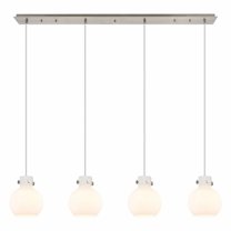 Innovations Lighting  Newton Sphere - 4 Light 8" Cord Hung Linear Pendant Brushed Satin Nickel/White