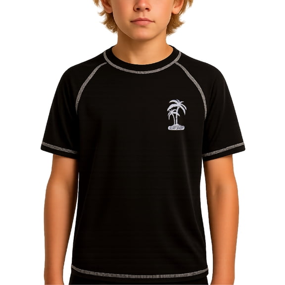 iXtreme Boys Rash Guard Shirt - UPF50 Sun Protect Quick Dry Short Sleeve Swim Shirts for Boys (5-18)