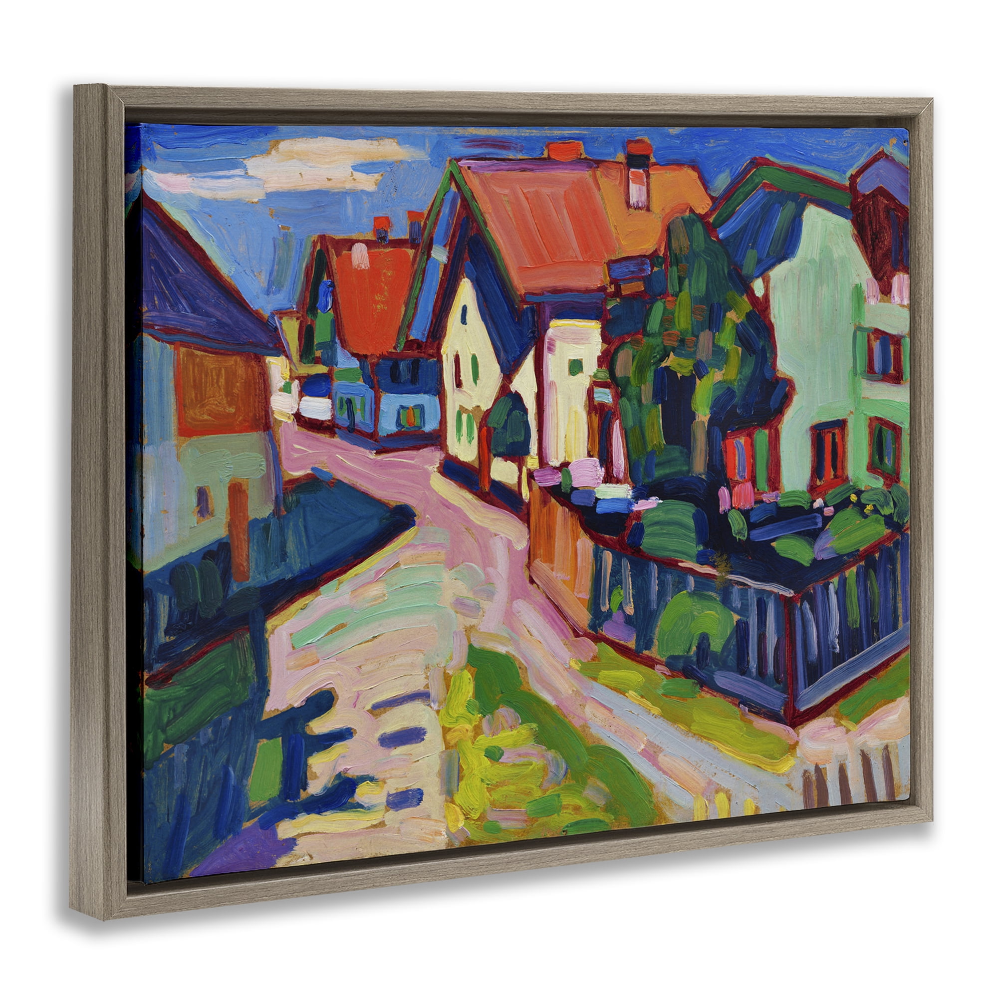 Stupell Industries Kandinsky Murnau Landscape Scenic & Cityscapes Painting Brown Floater Framed Canvas Art Print Wall Art, 21 x 17