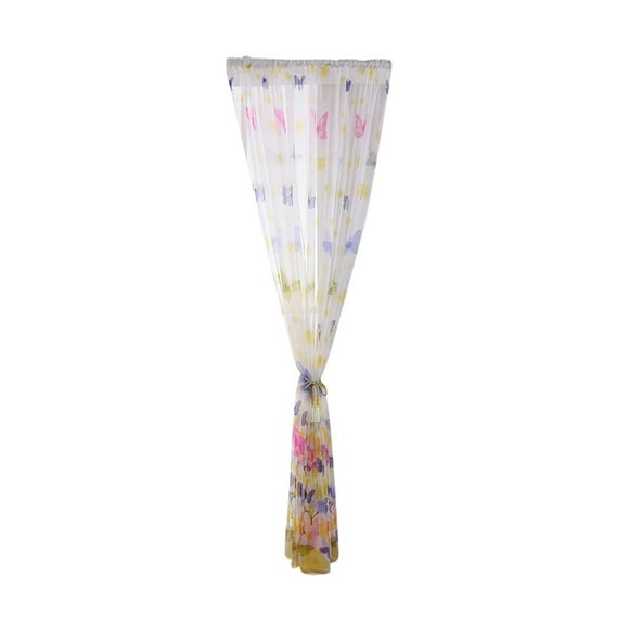 Panxico Curtain Butterfly Sheer Curtain Window Treatment Voile Drape Valance 1 Panel Fabric Purple