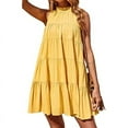 thumbnail image 2 of Women's Summer Casual Dress Ruffle Tiered Flowy Short Dress Sleeveless Loose Swing Pleated Boho Mini Sundress, 2 of 7