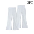 thumbnail image 3 of BXJX Girls Leggings 2 Pieces, Slim Stretchy Elastic Waist Sports Base Layer Flare Pants White Size 12-13 T, 3 of 7