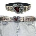 thumbnail image 2 of Wartleves Cinturón de piel sintética con forma de corazón de amor punk para mujer, estilo gótico, aleación negra, con relieve en forma de rosa, cinturón Y2K para chica decorado con hebilla retro versá, 2 of 6