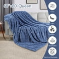 thumbnail image 2 of SUNNY HEAT Sherpa Blanket Twin Size 60''x80'' All-Season Lightweight Ultra Soft Bed Blanket Couch, Bed, Sofa, Travel Use, Gift, Denim Blue, 2 of 6