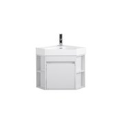 Tennant Brand 18 White Corner Bathroom Vanity with Matte Solid Surface