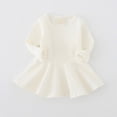 thumbnail image 7 of JUMEYU Baby Girls Ruffled Flannel Long Sleeve Medium Length Solid Color Casual Dress 9 12 Months (White,9-12 Months), 7 of 7