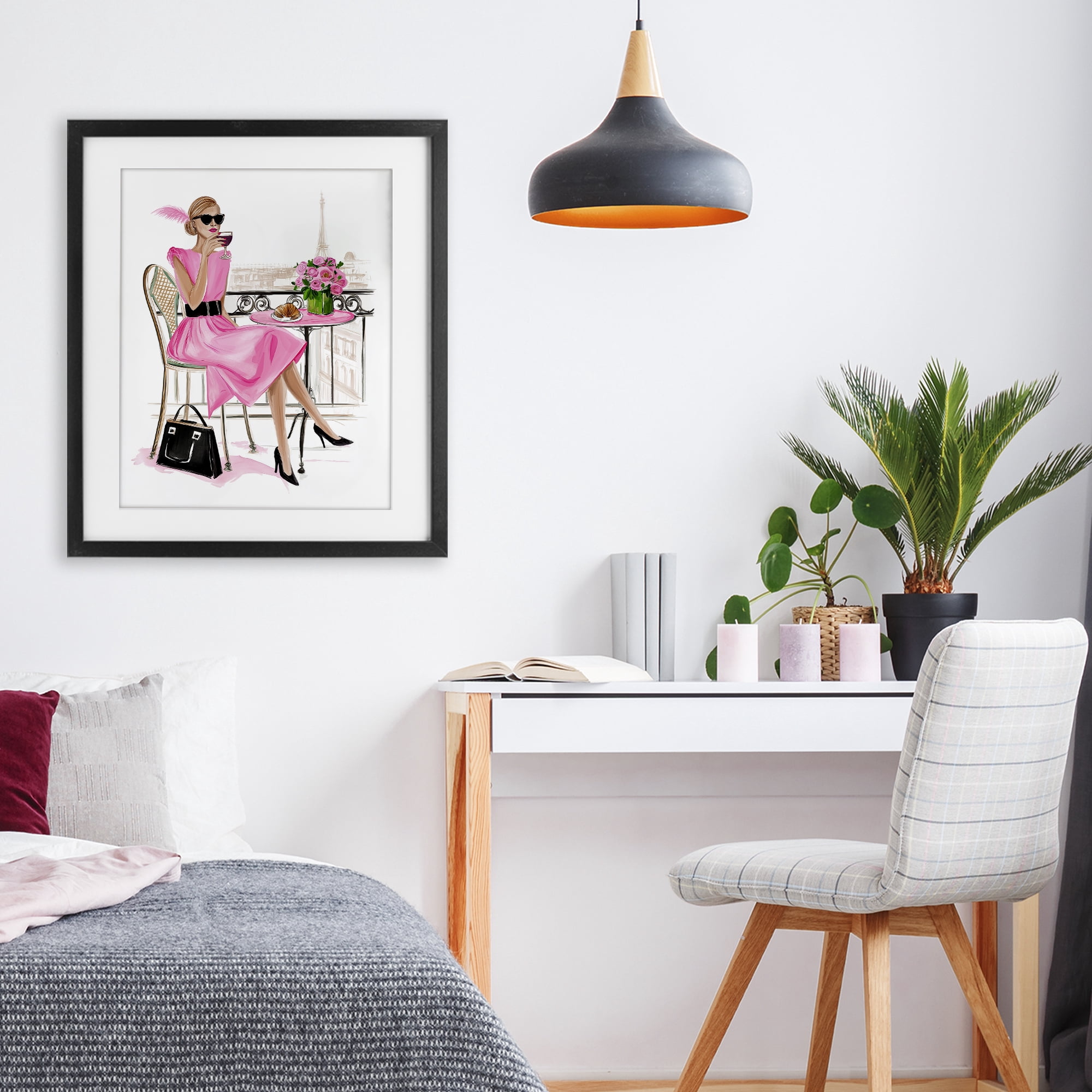 Stupell Industries Parisian Chic on Cafe Balcony Black Framed Print Under Glass, design by Jess Stempel