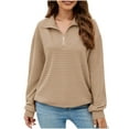 thumbnail image 1 of MeetoTime Women's Sweatshirt Fall Casual Textured Long Sleeve Tops 1/4 Quarter Zip Sweatshirt, 1 of 7