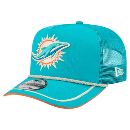 Men's New Era Aqua Miami Dolphins Vintage Team Rope A-Frame Trucker 9FIFTY Snapback Hat