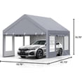 thumbnail image 3 of 13x20ft Galv. Steel Carport w/PE Fabric, 4 Roll-Up Doors & Mesh Vents, All-Weather Vehicle Shelter, 3 of 8
