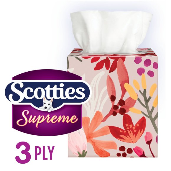 Scotties Supreme 3-Ply Facial Tissue, 1 Cub Box, 60 Tissues Per Box