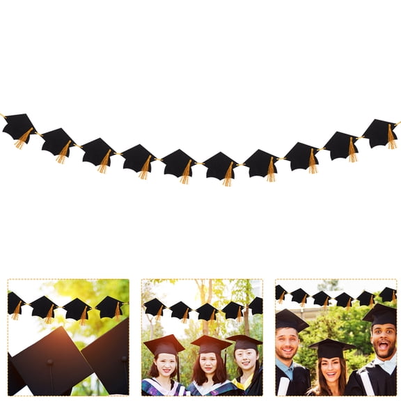 WHAMVOX  College Graduation Banner Decorations Doctor Hat Pull Flower Entrance